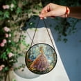 thumbnail image 1 of Princess in the Enchanted Garden Stained Glass Window Hanging - Handmade Sun Catcher, Fantasy Art Panel, Magical Forest Décor, Celestial Gift, Dreamy Princess Wall Ornament, 1 of 5