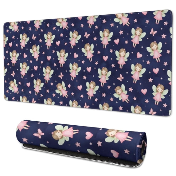 Princess and Fairy Blue Pattern Extended Large Mouse Pad, Desk ...