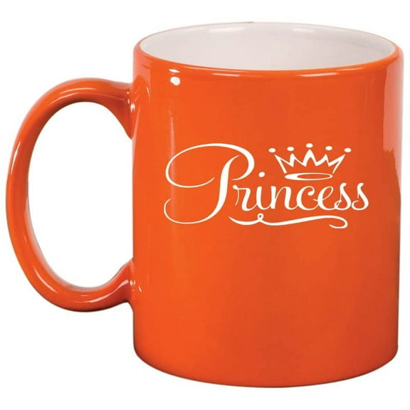 Princess Fancy Ceramic Coffee Mug Tea Cup Gift (11oz Orange)