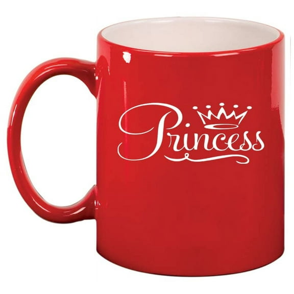 Princess Fancy Ceramic Coffee Mug Tea Cup Gift (11oz Red)