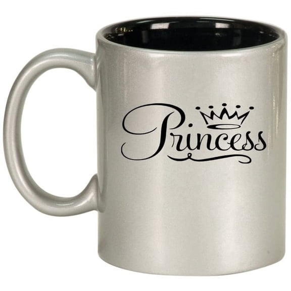 Princess Fancy Ceramic Coffee Mug Tea Cup Gift (11oz Silver)