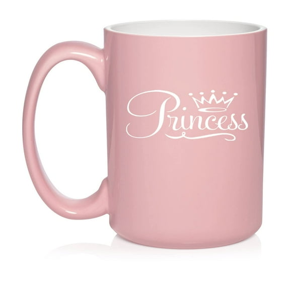 Princess Fancy Ceramic Coffee Mug Tea Cup Gift (15oz Light Pink)