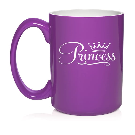 Princess Fancy Ceramic Coffee Mug Tea Cup Gift (15oz Purple)
