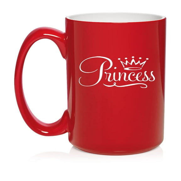 Princess Fancy Ceramic Coffee Mug Tea Cup Gift (15oz Red)