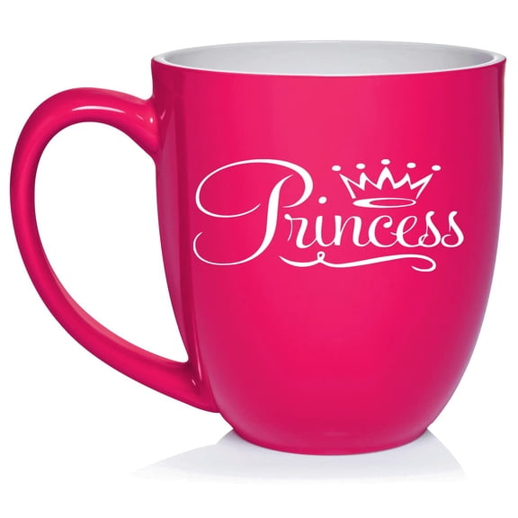 Princess Fancy Ceramic Coffee Mug Tea Cup Gift (16oz Hot Pink)
