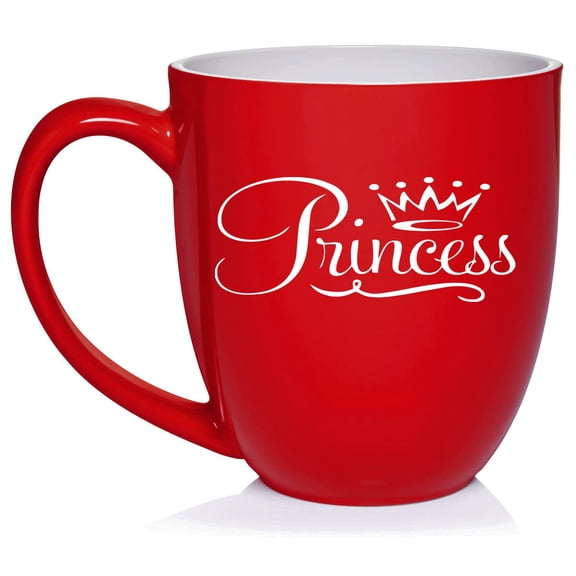 Princess Fancy Ceramic Coffee Mug Tea Cup Gift (16oz Red)