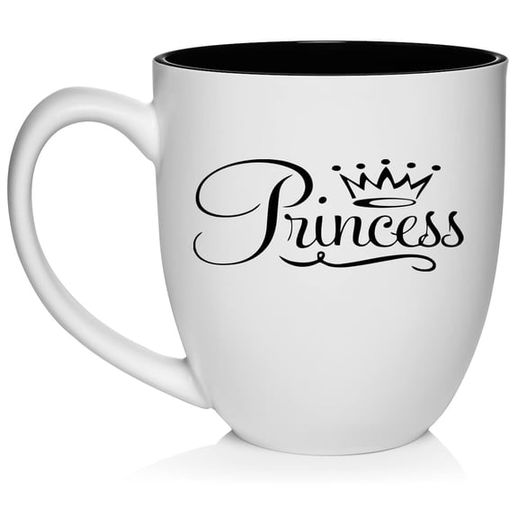 Princess Fancy Ceramic Coffee Mug Tea Cup Gift (16oz White)