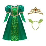 SUEE Princess Fiona Costume with Accessories for Girls Halloween Medieval Outfits, SIZE 4-9Y