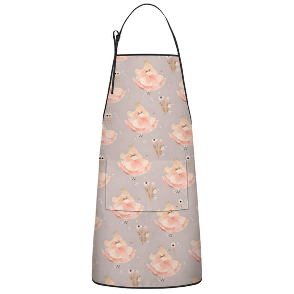 Princess Flower Dress Pattern Apron-Garden Aprons for Women with Pockets-Cotton Linen Waterproof Kitchen Cooking Gardening Aprons Adjustable for Kitchen,Cooking,BBQ and Salon 33x27 Inch