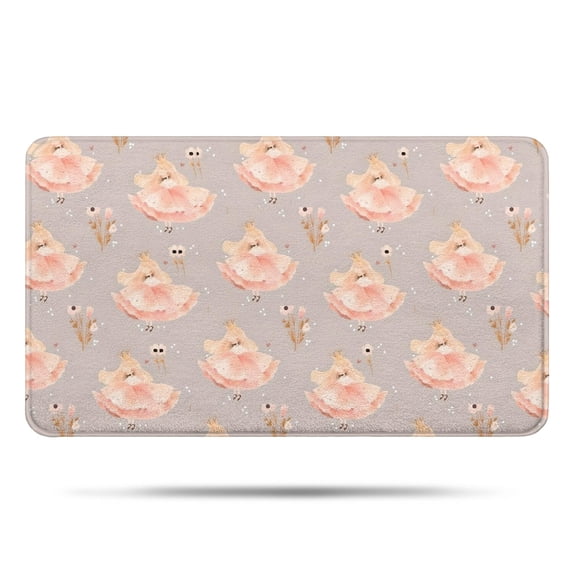 Princess Flower Dress Pattern Bathroom Rugs Mat,Non Slip Microfiber Bathroom Rug,Rubber Backing,Soft Bathroom Mats for Bathroom Floor,Tub and Shower,17x30in(43x75cm)