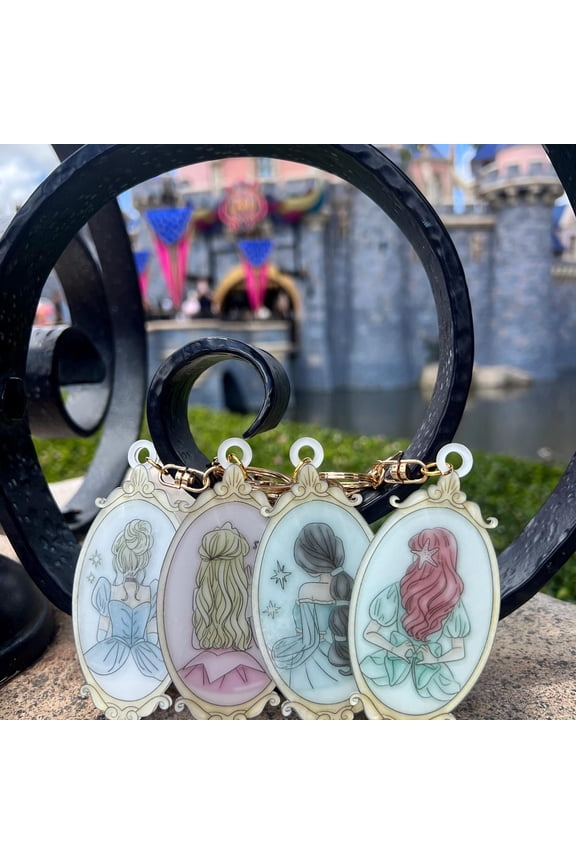 Princess Frame Bag Tag, Fairytale Inspired Acrylic Keychain (1 keychain)