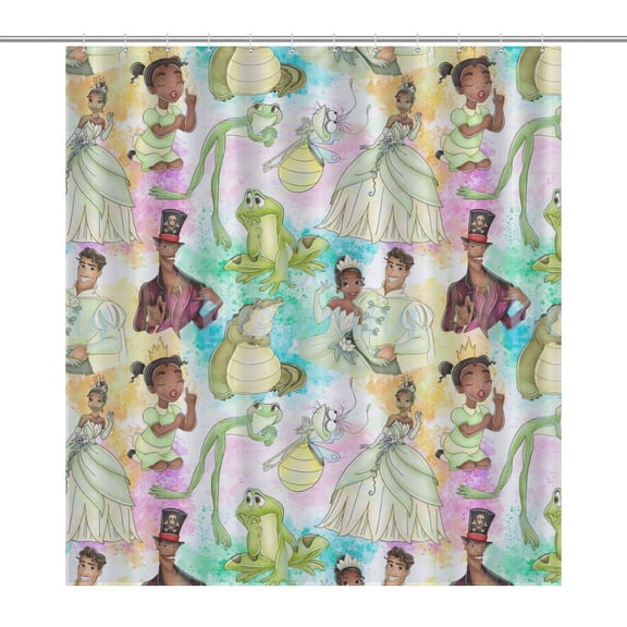 The Princess And The Frog My Tiana Shower Curtain,Shower Curtain for Bathroom,Shower Curtain Fall Waterproof in Bath 72x66 inches,Long Shower Curtains Set with Curtain Hooks