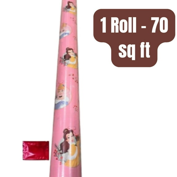 Princess Gift Wrap Roll 70 sq ft 1 Roll | Beautiful Pink Princess Wrapping Paper for Birthday & Holiday Gifts + BONUS LaPrima Morceau Bonbon
