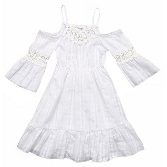 Princess Girl Floral Lace Off-Shoulder Wedding Dress Beach Sundress