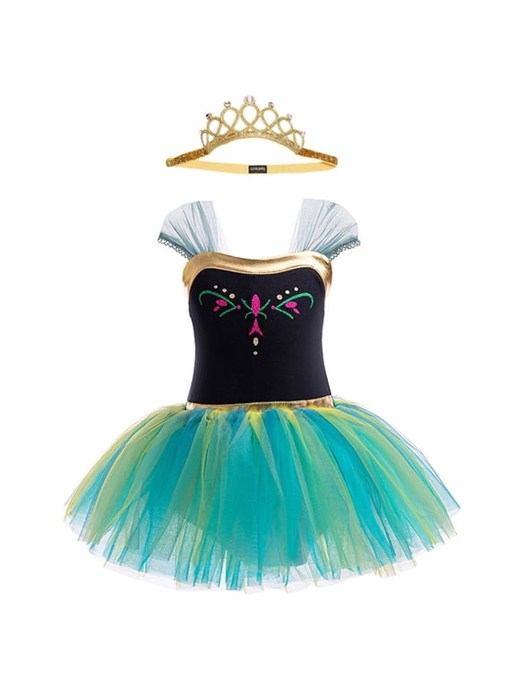 Princess Girls Leotards Ballet Dance Tutus Skirted Dancewear Halloween Christmas Party Fancy Dress