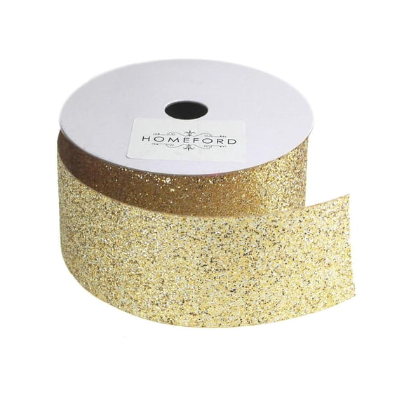 Princess Glitter Metallic Christmas Ribbon, 1-1/2-Inch, 4 Yards, Bright Gold