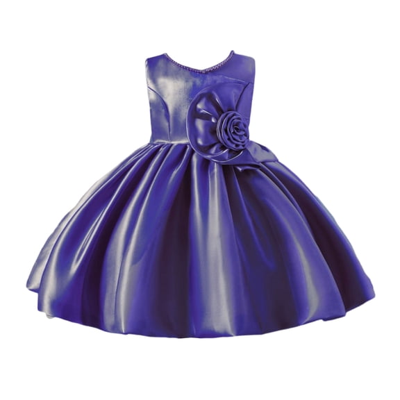 Princess Gown Performance Sleeveless Flower Girl Dress with Satin Bodice and Organza Overlay Elegant Formal Party Gown for Children Special Occasions Princess Dress Up for 4-6 (Royal Blue 6Y)