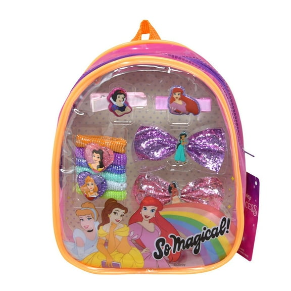 Princess Hair Accessory Backpack- Bow's with Alligator Clips, Hair Ties, Backpack Ages 3+