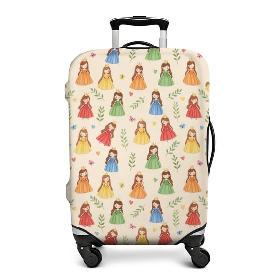 Princess and Heart Beige Pattern Luggage Cover,Stretch Suitcase Dust Cover with Top & Side Openings, Reinforced Stitching Gift Ideas for Holiday Birthday Gifts,S(18-20in)