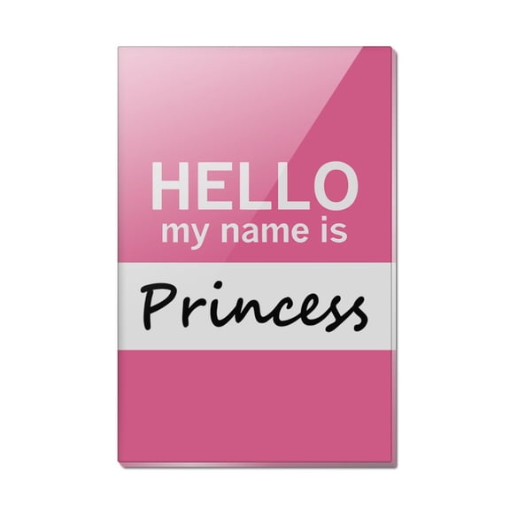 Princess Hello My Name Is Rectangle Acrylic Fridge Refrigerator Magnet
