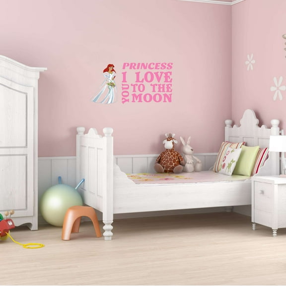 Princess I Love You To The Moon and Back Have Courage Kindness Goodness Dream Big Beautiful Crown Prince Unicorns Royalty Sweet Decorating Holiday Gift Ideas Wall Decal Sticker - Size: 10 In X 5 In