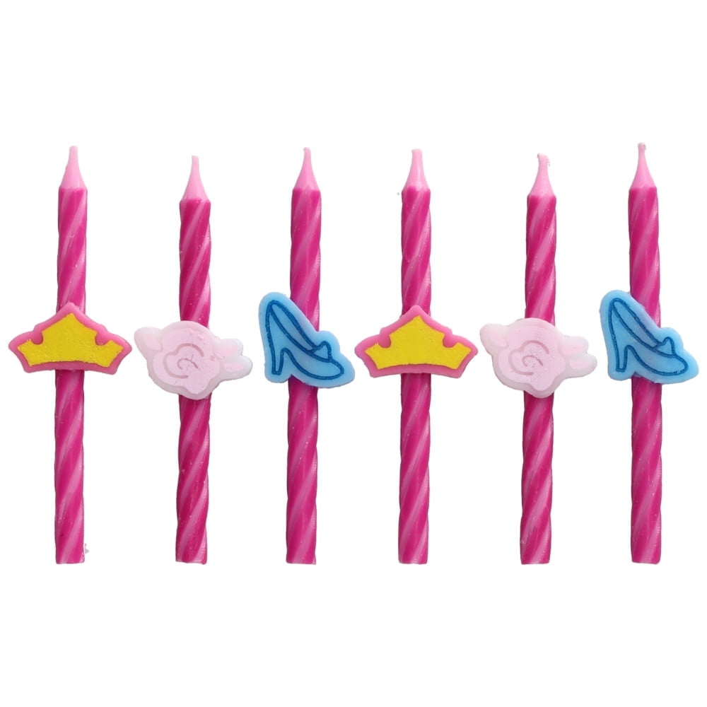 Princess Icon Spiral Cake Candles Set – 12 Pink Birthday Candles with ...