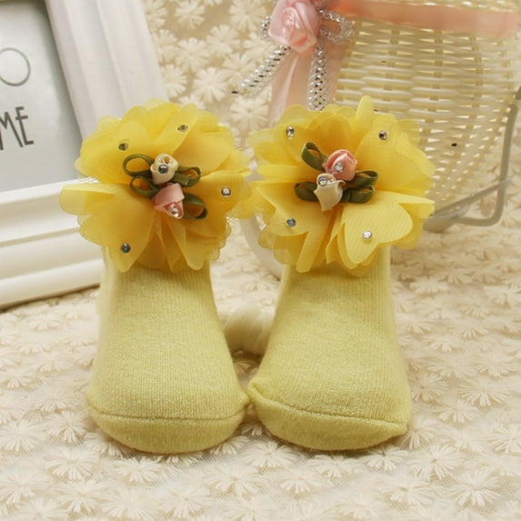 Princess Infant Baby Girls Lace Big Flowers Bow Ankle Socks Spanish Newborn