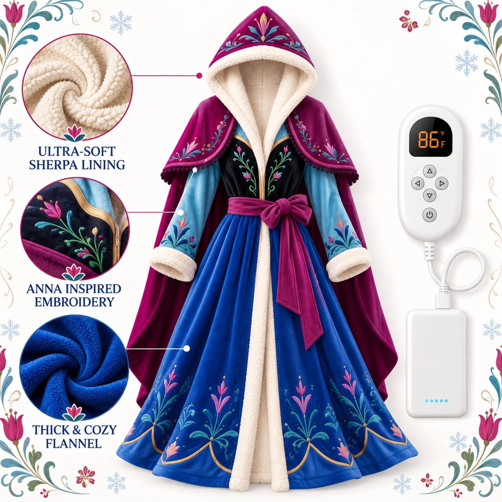 Princess-Inspired Heated Robe for Women, Adjustable Temperature ...
