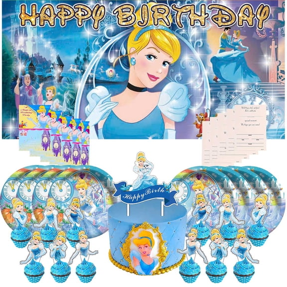 Princess Invitation Cards Invite Party Supplies Decor Decorations Banner Plates Background Fans Backdrop