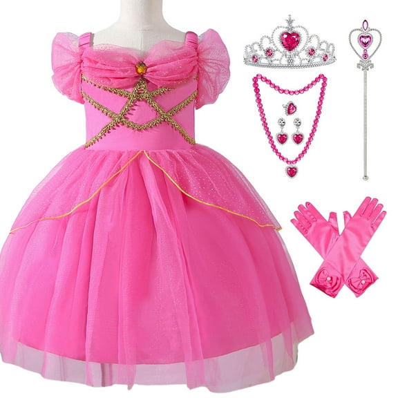 Princess Jasmine Dress for Girls Birthday Cosplay Costume Dress Up, 3-7Y