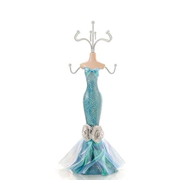Princess Jewelry Display Stand Female Dress Form Necklace Holder Earring Ring Organizer Tower Sparkling Green Finish for Women Jewelry
