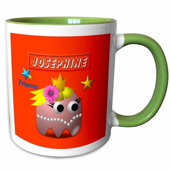3drose, Princess Josephine - Smudgeart Princess Name Designs, 15oz Two-tone Green Mug