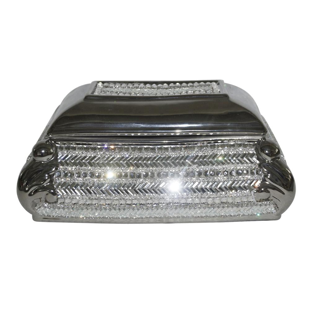 Princess Cut Clear Crystal Chrome Rectangular Jewelry Box