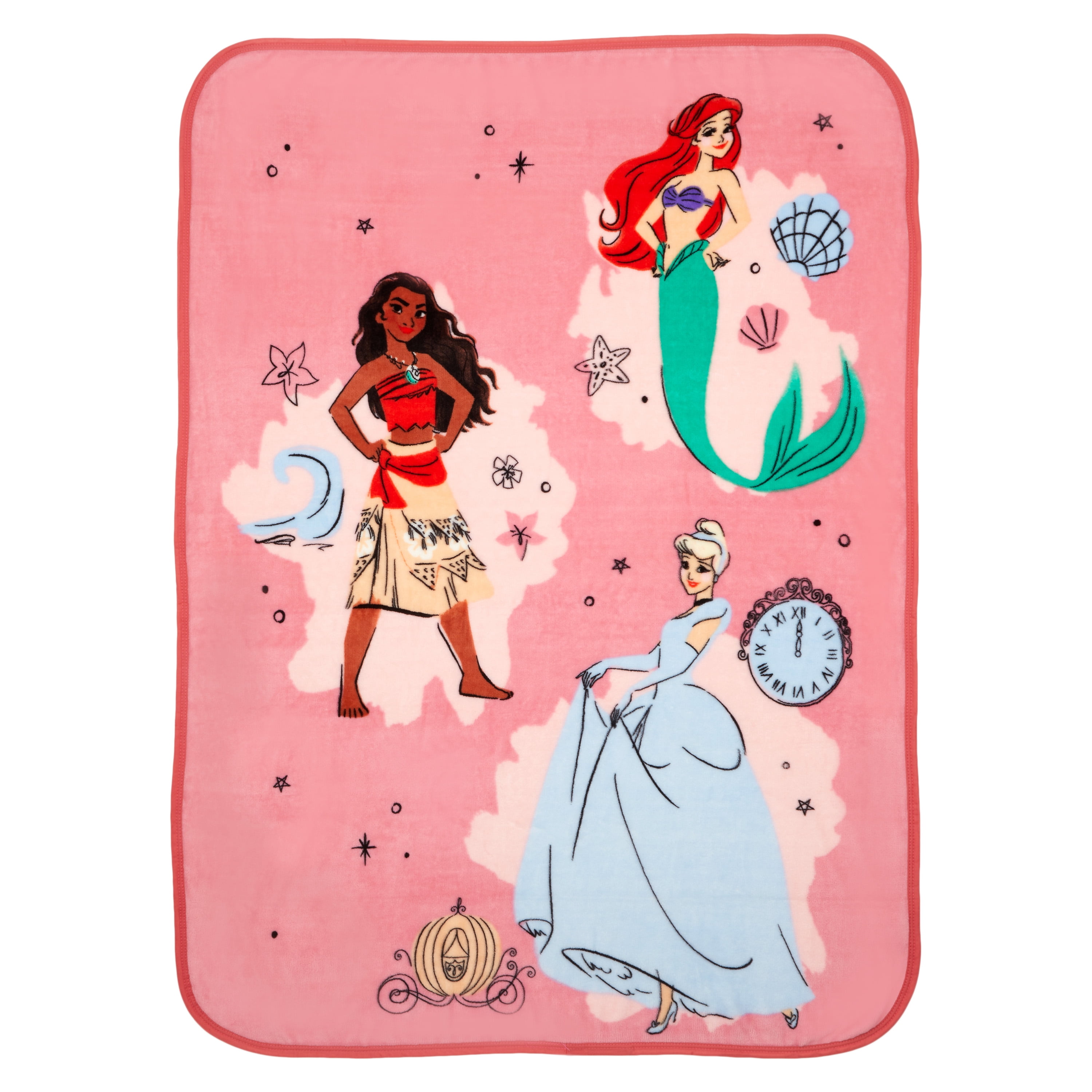 Disney Princess Kids Pink Print Fleece Throw Blanket, 46 x 60