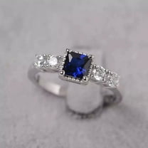 Princess Lab Created 2.00 CT Sapphire Women's Ring 14K White Gold Plated