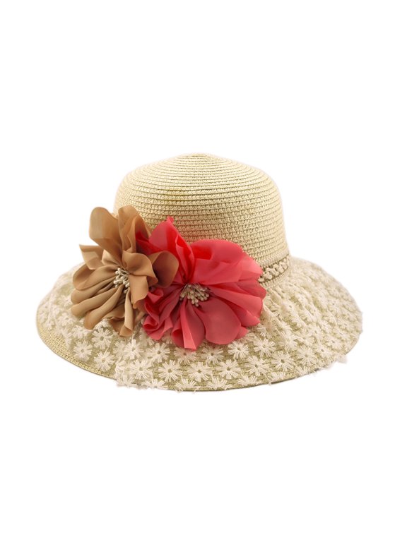 Princess Lace Flower Straw Sun Hat