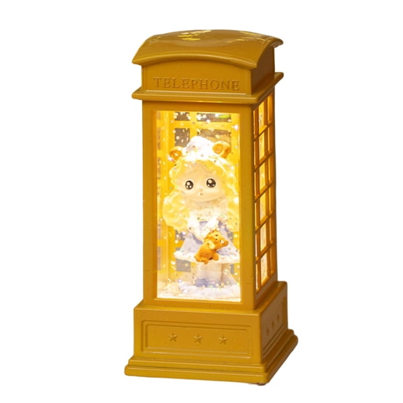Princess Lamp, Water-Filled Telephone Booth Night Light, 100Ml Capacity, Cute Girl Pattern, Children's Gift, Bedroom Decoration, Telephone Booth-Shaped Accent For Girls’ Room,