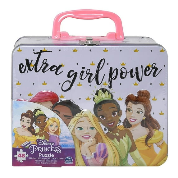 Princess Large Lunch Tin Box with 48pc puzzle inside With Sticker