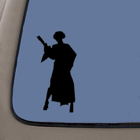 Princess Leia Decal | 5.7-Inches Tall | Black Vinyl Decal | Car Truck Van SUV Laptop Macbook Wall Decals
