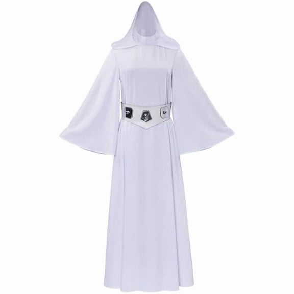 Princess Leia Inspired Long Hooded White Robe with Belt for Women