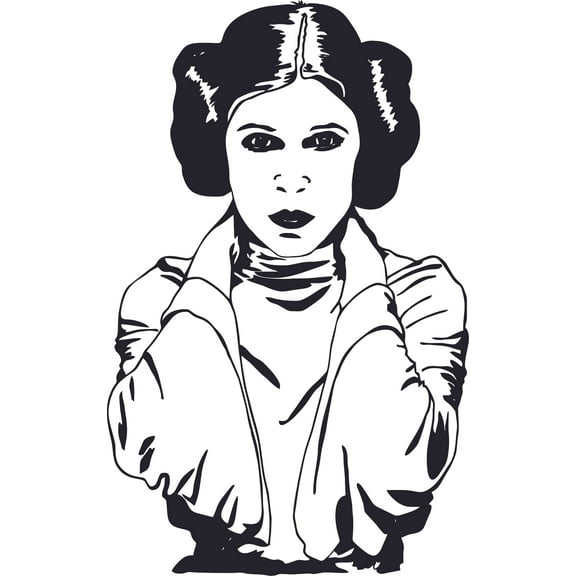Princess Leia Star Wars Cartoon Character Wall Art Vinyl Sticker Design Decal Girl Boy Kids Bedroom Nursery Kindergarten Fun Home Children Room Decor Sticker Wall Art Vinyl Decor Size (40x35 inch)