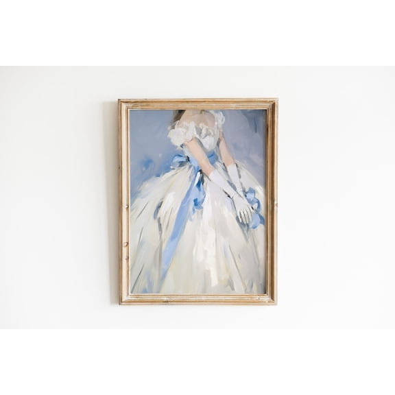 Princess Light Blue and White Girly Dorm Antique Aesthetic, Unframed Paper Poster 8x10in