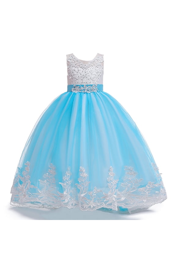 Princess Lilac Long Girls Pageant Dresses Kids Prom Puffy Tulle Ball Gown Girl Dress For Wedding Christmas