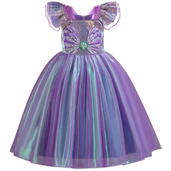 Princess Little Mermaid Costume Ariel Dress for Grils Birthday Party Cosplay Costumes 3-10Years