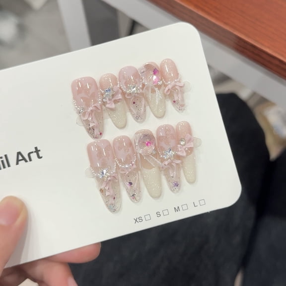 Princess Little Sister--Butterfly Ballet Handmade Wear Nail Advanced Sense Small Fresh Spring and Summer Polka Dot Cat Eye Nail Art Removable