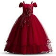 thumbnail image 1 of Princess Long Dresses Girls Applique Prom Gowns Luxury Wedding Birthday Party, 1 of 6