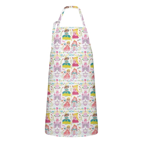 Princess Magic Pattern Apron-Garden Aprons for Women with Pockets-Cotton Linen Waterproof Kitchen Cooking Gardening Aprons Adjustable for Kitchen,Cooking,BBQ and Salon 33x27 Inch
