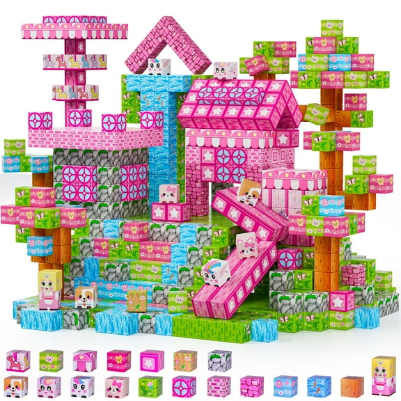 Princess Magnetic Blocks 150PCS Magnetic Building Cube Game, Constructions Toys for Boys & Girls Age 3-4, 5 6 7 8 9 10, Sensory Tiles Building Birthday for Toddlers
