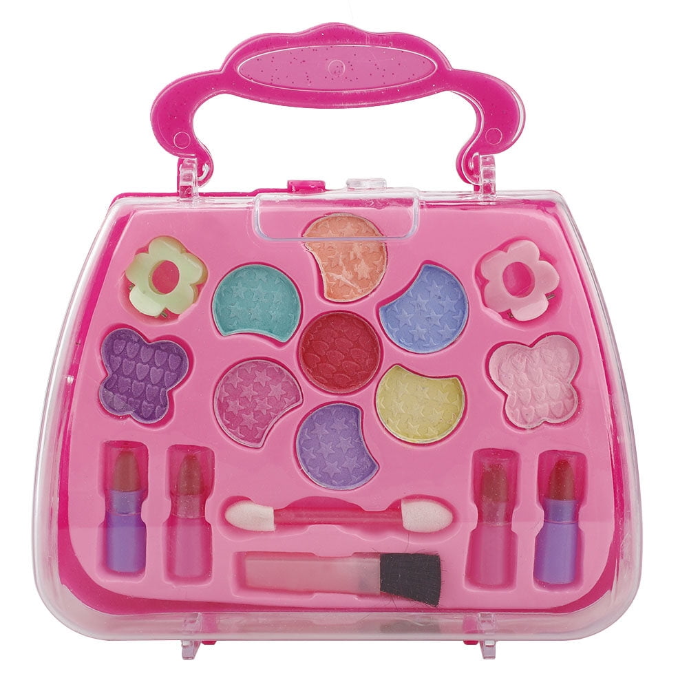Bazhou-kids Makeup Kit For Girl Toys Pink Girl Princess Makeup Kit Washable  Beauty Makeup Kit Toys Suitcase For Little Girls Child Princess Pretend Pl