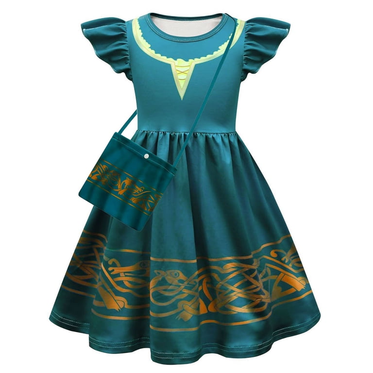 green emerald velvet dress Brave Inspired Merida Skater Dress- Running Costume, Cosplay S